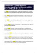 Introduction to Medical Coding Questions and Verified Solutions 100&percnt; Correct Already Graded A&plus;