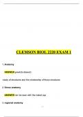 Clemson BIOL 2220 Exam 1 quizzes and solutions