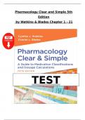 Complete Test Bank for Pharmacology Clear and Simple 5th Edition by Watkins&colon; All 21 Chapters Included