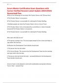 Scrum Master Certification Exam Questions with Correct Verified Answers Latest Update &lpar;2024&sol;2025&rpar; Guaranteed Pass