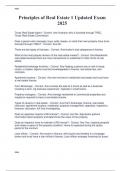 Principles of Real Estate 1 Updated Exam 2025