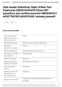 Utah Master Esthetician State Written Test Flashcards 2025&vert;COMPLETE EXAM SET &lpar;questions and verified answers&rpar; FREQUENTLY MOST TESTED QUESTIONS &vert; already passed&excl;&excl;
