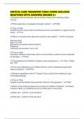 CRITICAL CARE TRANSPORT FINAL PAPER 2025&sol;2026 QUESTIONS WITH ANSWERS GRADED A&plus;