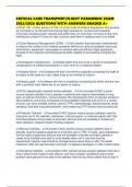 CRITICAL CARE TRANSPORT&sol;FLIGHT PARAMEDIC EXAM 2025&sol;2026 QUESTIONS WITH ANSWERS GRADED A&plus;