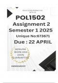 POL1502 Assignment 2 &lpar;COMPLETE ANSWERS&rpar; Semester 1 2025 &lpar;673671 &rpar; - DUE 22 April 2025