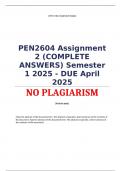 PEN2604 Assignment 2 &lpar;COMPLETE ANSWERS&rpar; Semester 1 2025 - DUE April 2025&semi; 100&percnt; TRUSTED Complete&comma; trusted solutions and explanations&period;&period; Ensure your success with us&period; 