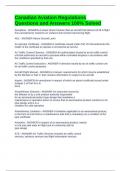Canadian Aviation Regulations Questions and Answers 100&percnt; Solved