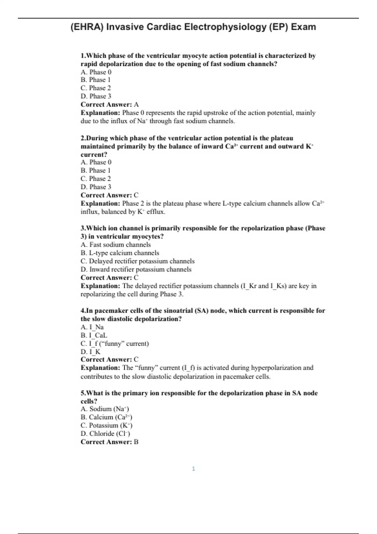 (EHRA) Invasive Cardiac Electrophysiology (EP) Exam - Computers - Stuvia US