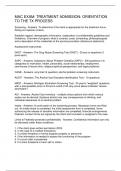 MAC EXAM TREATMENT ADMISSION ORIENTATION TO THE TX PROCESS
