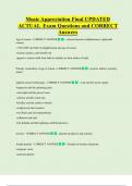 Music Appreciation Final UPDATED  ACTUAL  Exam Questions and CORRECT  Answers