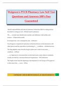 Walgreen's PTCB Pharmacy Law Self Test Questions and Answers 100&percnt; Pass Guaranteed