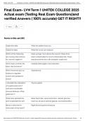 Final Exam- LVN Term 1 UNITEK COLLEGE 2025 Actual exam &lpar;Testing Real Exam Questions&rpar;and verified Answers &lpar; 100&percnt; accurate&rpar; GET IT RIGHT&excl;&excl;