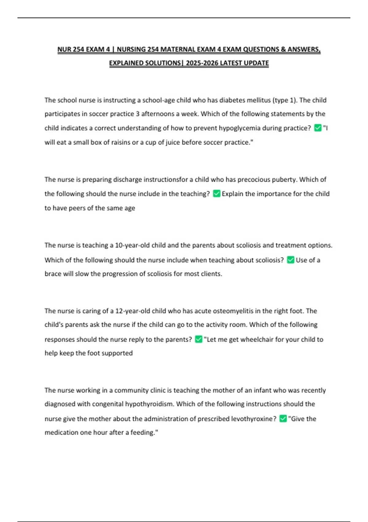 NUR 254 EXAM 4 | NURSING 254 MATERNAL EXAM 4 EXAM QUESTIONS & ANSWERS ...