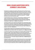 DSM-5 EXAM QUESTIONS WITH CORRECT SOLUTIONS 