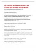Life Coaching Certification Questions and answers with complete solution Newest 