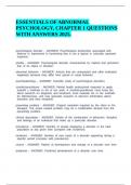 ESSENTIALS OF ABNORMAL PSYCHOLOGY&comma; CHAPTER 1 QUESTIONS WITH ANSWERS 2025&period;