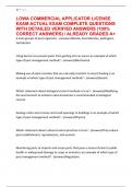 LOWA COMMERCIAL APPLICATOR LICENSE EXAM ACTUAL EXAM COMPLETE QUESTIONS WITH DETAILED VERIFIED ANSWERS &lpar;100&percnt; CORRECT ANSWERS&rpar; &sol; ALREADY GRADED A&plus;