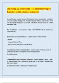 Nursing 22 Oncology - &lpar;Chemotherapy&rpar; Exam 1 with correct answers 