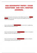 AQA GEOGRAPHY PAPER 1 EXAM QUESTIONS AND 100&percnt; VERIFIED ANSWERS&period;