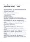Texas Department of Agriculture Pesticide Applicator's study exam with 100&percnt; correct answers 2025