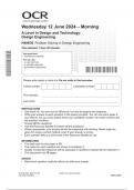 OCR A Level in Design and Technology&colon; Design Engineering H404&sol;02 JUNE 2024 QUESTION PAPER&colon; Problem Solving in Design Engineering 