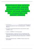 PRINCIPLES OF REAL ESTATE 2  FINAL EXAM PREP 2025&sol;2026  ACCURATE QUESTIONS WITH  CORRECT DETAILED ANSWERS &vert;&vert;  100&percnt; GUARANTEED PASS  <RECENT VERSION> 