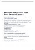 Final Exam-Career Academy of Real Estate Questions & Answers