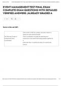  EVENT MANAGEMENT TEST FINAL EXAM COMPLETE EXAM QUESTIONS WITH DETAILED VERIFIED ANSWERS &sol;ALREADY GRADED A