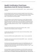 Health Certification Final Exam Questions And All Correct Answers&period;