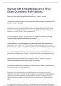 Kansas Life & Health Insurance Final Exam Questions  Fully Solved&period;