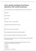 Life & Health Certificate Final Exam Questions 100 &percnt; Well Answered&period;