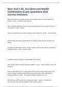 New York Life&comma; Accident and Health Certification Exam Questions And Correct Answers&period;