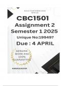 CBC1501 Assignment 2 &lpar;COMPLETE ANSWERS&rpar; Semester 1 2025 &lpar;199497&rpar; - DUE 4 April 2025