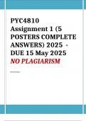 PYC4810 Assignment 1 &lpar;5 POSTERS COMPLETE ANSWERS&rpar; 2025 - DUE 15 May 2025&semi; 100&percnt; TRUSTED Complete&comma; trusted solutions and explanations