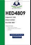 HED4809 Assignment 1 &lpar;QUALITY ANSWERS&rpar; 2025