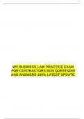 WV BUSINESS LAW PRACTICE EXAM FOR CONTRACTORS 2025 EXAM  BUNDLE COMPLETE SOLUTIONS