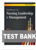  TEST BANK FOR  Essentials of Nursing Leadership & Management Eighth Edition by Sally A&period; Weiss&comma; Ruth M&period; Tappen&comma; Karen Grimley  ISBN&colon; 978-1719646581 ALL CHAPTERS COVERED COMPLETE GUIDE 100&percnt; VERIFIED A&plus; GRADE ASSURED&excl;&excl;&excl;&excl;NEW LATEST UPDATE&excl;&excl;&excl;&excl;&excl;