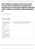 NCE CAREER COUNSELING TEST FINAL EXAM ACTUAL EXAM COMPLETE ACCURATE EXAM QUESTIONS WITH DETAILED VERIFIED ANSWERS &lpar;100&percnt; CORRECT ANSWERS&rpar; &sol;ALREADY GRADED A&plus;