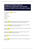 Certification Course for Playground Safety Inspectors Questions and Verified Solutions 100&percnt; Correct Already Graded A  Package Deal