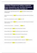 Certified Playground Safety Inspector Exam Questions and Verified Solutions 100&percnt; Correct Already Graded A&plus;