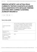 OREGON ASTHETIC LAW ACTUAL EXAM CURRENTLY TESTING COMPLETE ACCURATE EXAM QUESTIONS WITH DETAILED VERIFIED ANSWERS &lpar;100&percnt; CORRECT ANSWERS&rpar; &sol;ALREADY GRADED A&plus;