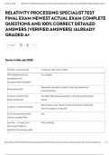 RELATIVITY PROCESSING SPECIALIST TEST FINAL EXAM NEWEST ACTUAL EXAM COMPLETE QUESTIONS AND 100&percnt; CORRECT DETAILED ANSWERS &lpar;VERIFIED ANSWERS&rpar; &vert;ALREADY GRADED A&plus;
