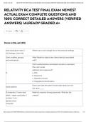 RELATIVITY RCA TEST FINAL EXAM NEWEST ACTUAL EXAM COMPLETE QUESTIONS AND 100&percnt; CORRECT DETAILED ANSWERS &lpar;VERIFIED ANSWERS&rpar; &vert;ALREADY GRADED A&plus;
