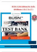 Test bank For BUSN&colon; Introduction to Business 12th edition by Kelly & Williams&comma; All 1-17 Chapters Covered &comma;Latest Edition