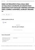 NRSG 421 PEDIATRICS FINAL EXAM 2025 ACTUAL EXAM COMPLETE ACCURATE EXAM QUESTIONS WITH DETAILED VERIFIED ANSWERS &lpar;100&percnt; CORRECT ANSWERS&rpar; &sol;ALREADY GRADED A&plus;