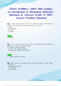 FEMA IS-0005&period;a&colon; &lpar;2025&sol; 2026 Update&rpar; An Introduction to Hazardous Materials &vert; Questions & Answers&vert; Grade A&vert; 100&percnt; Correct &lpar;Verified Solutions&rpar;