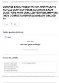 DEFENSE BASIC PRESERVATION AND PACKING ACTUAL EXAM COMPLETE ACCURATE EXAM QUESTIONS WITH DETAILED VERIFIED ANSWERS &lpar;100&percnt; CORRECT ANSWERS&rpar;&sol;ALREADY GRADED A&plus;
