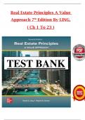 Test Bank for Real Estate Principles&colon; A Value Approach&comma; 7th Edition By Ling and Archer&comma; All 1-23 Chapters Covered &comma;Latest Edition