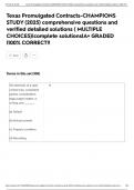 Texas Promulgated Contracts-CHAMPIONS STUDY &lpar;2025&rpar; comprehensive questions and verified detailed solutions &lpar; MULTIPLE CHOICES&rpar;&vert;complete solutions&vert;A&plus; GRADED &vert;100&percnt; CORRECT&excl;&excl;