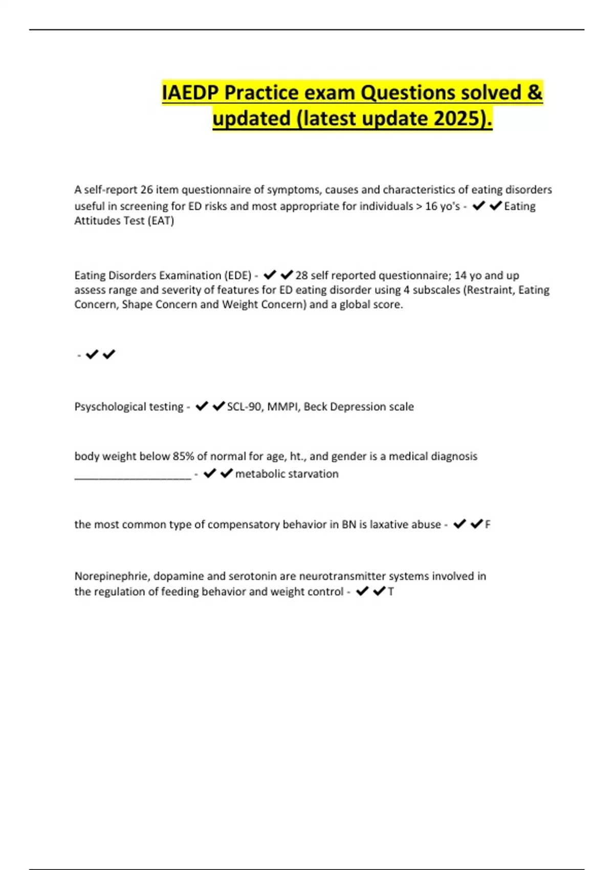 IAEDP Practice exam Questions solved & updated (latest update 2025 ...